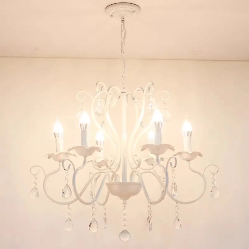 ثريا DecorBites™ المعدنية باللونين الأسود والأبيض مع قلادات كريستالية لإضاءة منزلية أنيقة