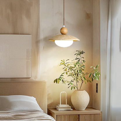 DecorBites™ LED Pendant Lamp White Glass Wire Adjustable Travertine Hanging Lights