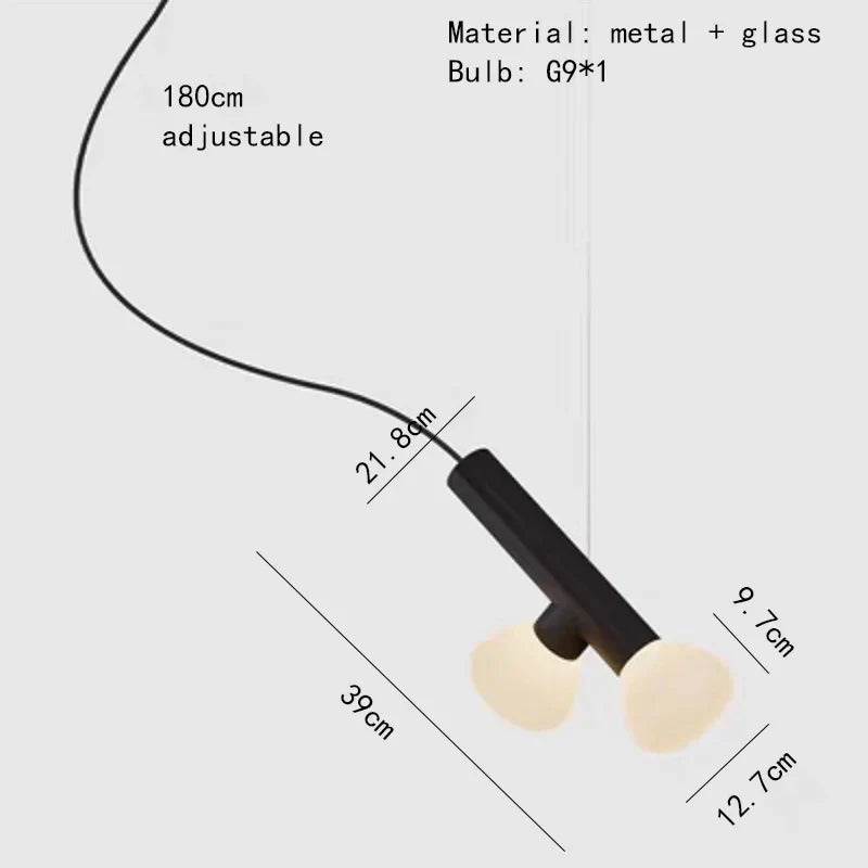 DecorBites™ Glass Pendant Lights with Adjustable Cord for Hall, Dining Room, Office - White Glass