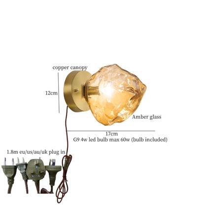 Lámpara de pared LED de cristal gris DecorBites™ para decoración e iluminación del hogar