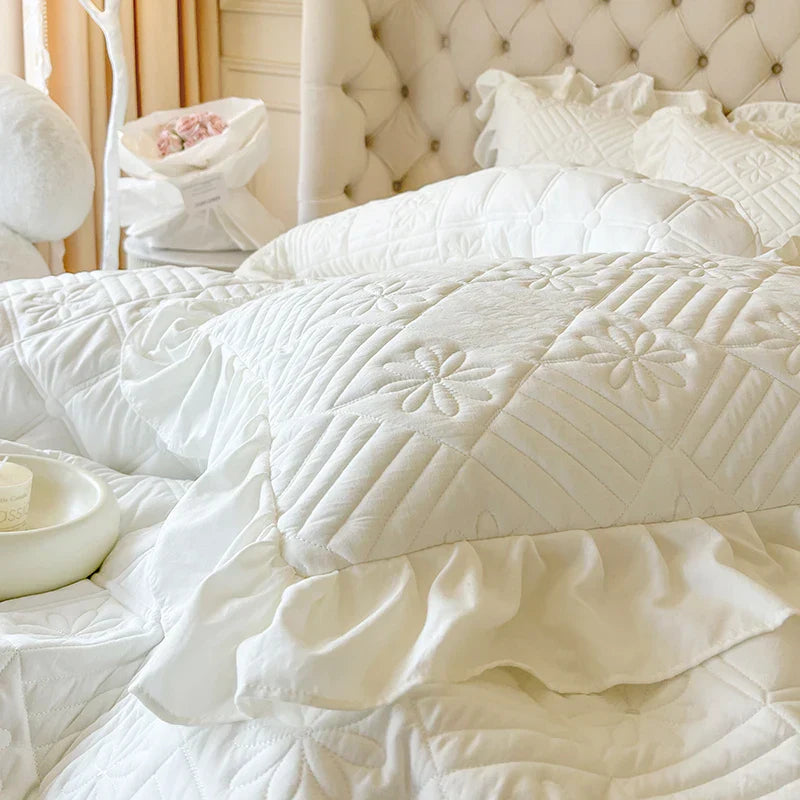 Quilted Lace Ruffle Bedding
