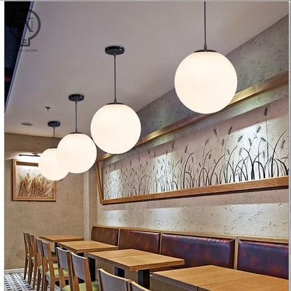 Modern White Globe Glass Pendant Light in Gold, Black, or Silver