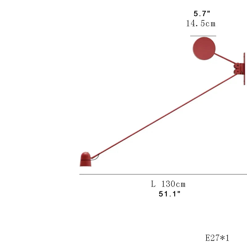 ديكوربايتس™ - مصباح حائط LED قابل للتعديل بذراع متأرجح باللونين الأحمر والأسود - إضاءة عصرية