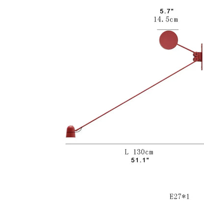 ديكوربايتس™ - مصباح حائط LED قابل للتعديل بذراع متأرجح باللونين الأحمر والأسود - إضاءة عصرية