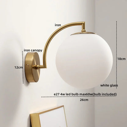 DecorBites™ LED Glass Iron Wall Light with Pull Chain Switch for Corridor Living Room Bedroom