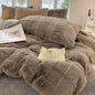 Decobites Faux Rabbit Fur Plush Queen Bedding Set for Autumn Winter Warmth