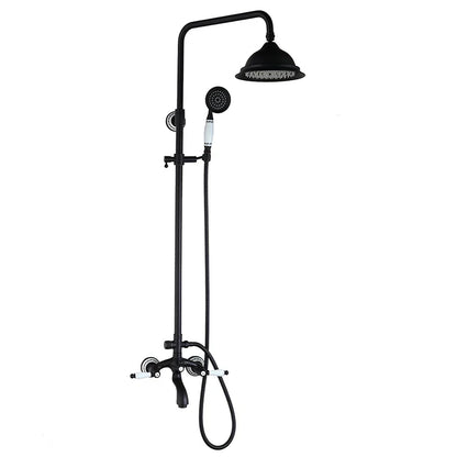 DecorBites™ 8 Inch Matte Black Shower Faucet Set with Hand Spray and Rainfall Head