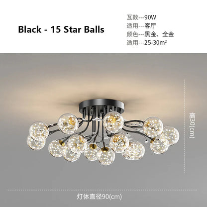 DecorBites™ Glass Bubble Ball Crystal LED Ceiling Light - Black Gold Aesthetic Décor
