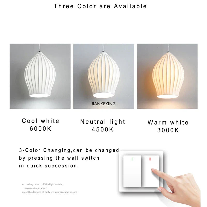 DecorBites™ Elegance Ribbed Ceramic Pendant Lights for Dining Island, Living Room