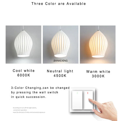 DecorBites™ Elegance Ribbed Ceramic Pendant Lights for Dining Island, Living Room