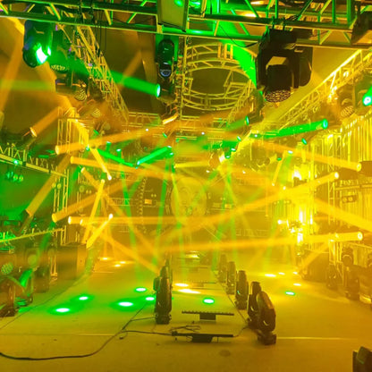 DecorBites™ Mini LED de 150 W con cabezal móvil y foco, con 18 prismas giratorios