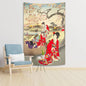 Decobites Geisha in Kimono Tapestry - Sakura Background Home Decor