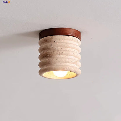 DecorBites™ LED Wood Yellow Travertine Ceiling Light - Modern Style for Home Decor