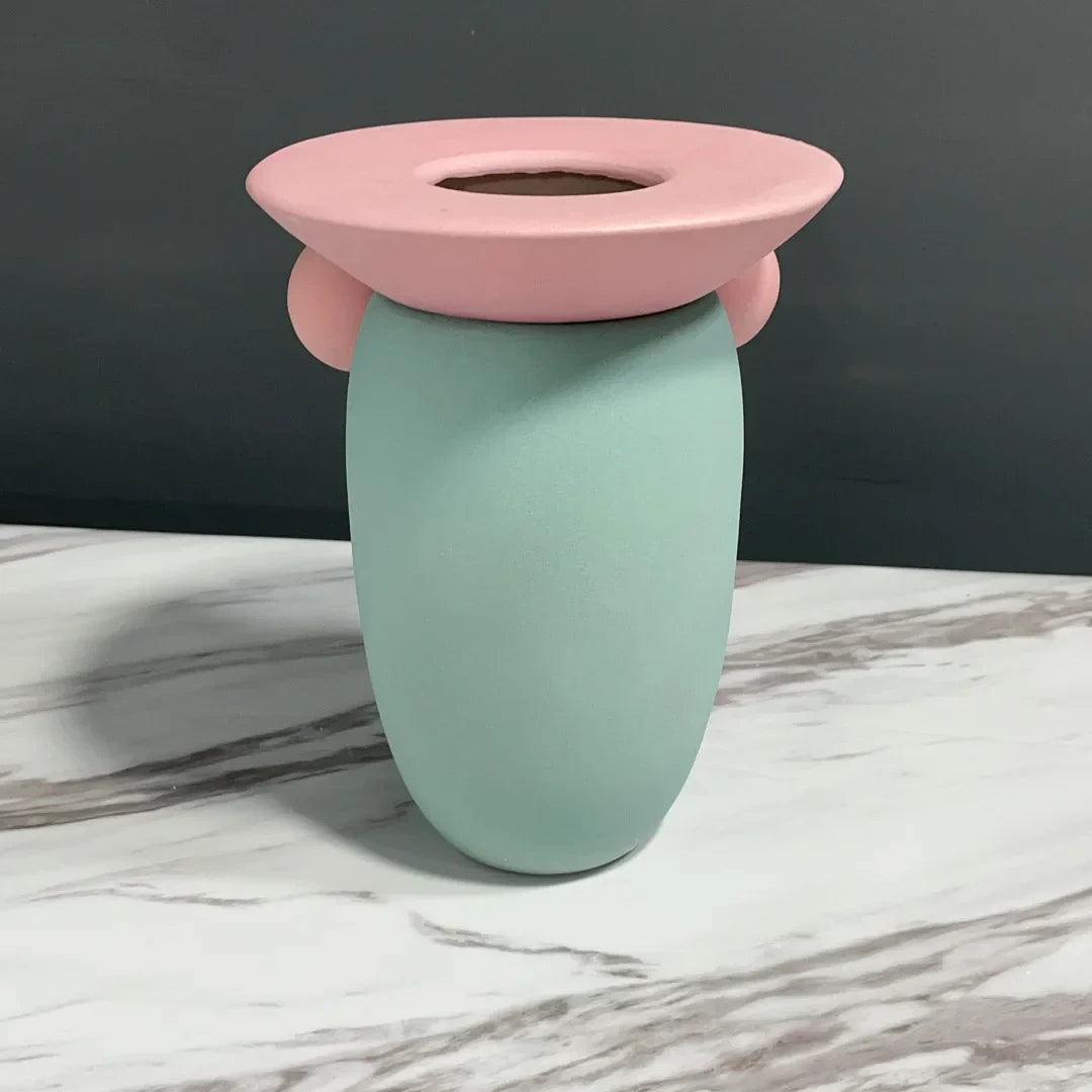 Jarrón de cerámica con forma de bola geométrica DecorBites™, decoración para el hogar hecha a mano