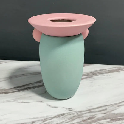 Jarrón de cerámica con forma de bola geométrica DecorBites™, decoración para el hogar hecha a mano