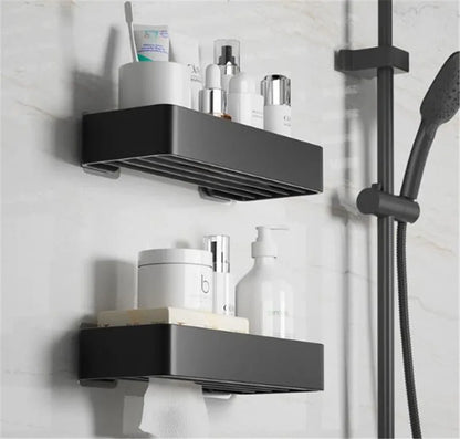 DecorBites™ Black Aluminum Corner Bathroom Kitchen Storage Shelf