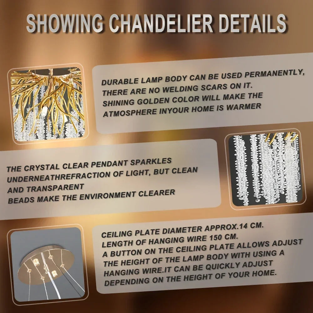 Lámpara de techo de cristal DecorBites™ para dormitorio y sala de estar