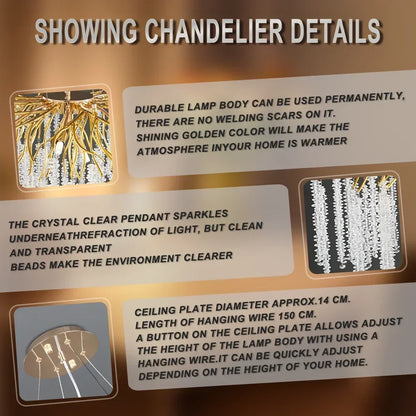 Lámpara de techo de cristal DecorBites™ para dormitorio y sala de estar