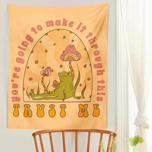 Decobites Mushroom Frog Tapestry Wall Hanging for Bohemian Home Decor and Dorm Room Style