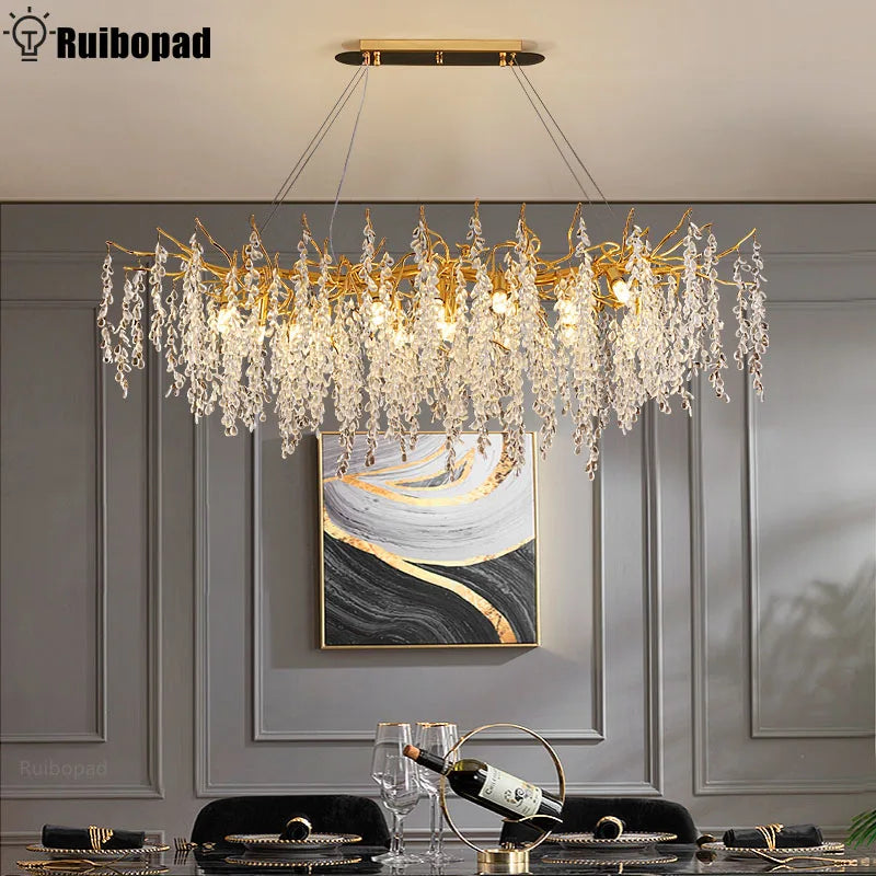 Decorbites™ Goldene Kristalltrauben-Kronleuchter für Esszimmer, Wohnzimmer und Schlafzimmer