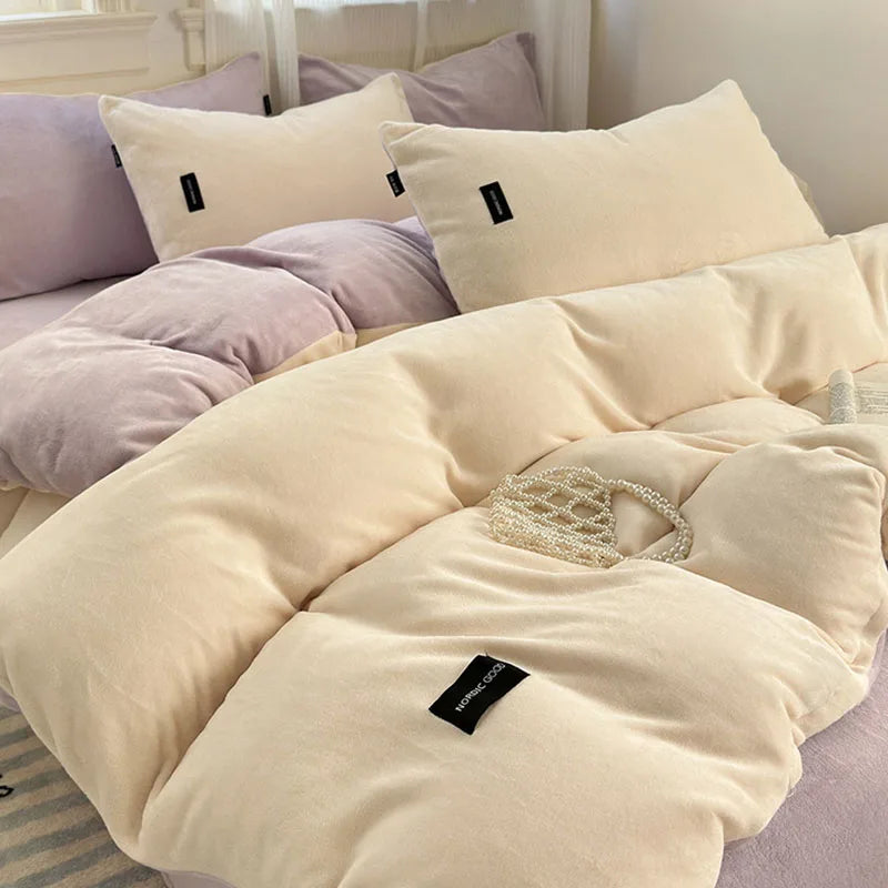 غطاء لحاف فردي مخملي بلون مرجاني من DecorBites™ لفصل الشتاء