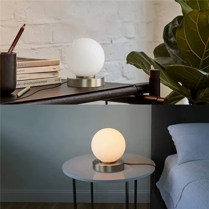 DecorBites™ Glass USB Bedside Lamp Warm Light for Bedroom Decor