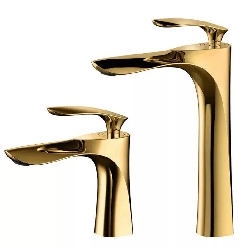 Decorbites™ Grifo de Mezclador de Cuenca Dorada Alta Cascada de Agua Dorada para Lavabo y Inodoro