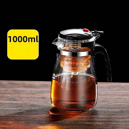 DecorBites™ Glass Tea Kettle with Infuser for Brewing Tea and Herbal Drinks