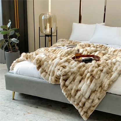 Decobites Faux Rabbit Fur Luxury Winter Blanket for Beds