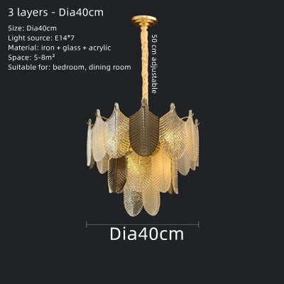 DecorBites™ Elegant Glass Ceiling Chandelier: Bedroom Living Room Lighting Pendant Lamp