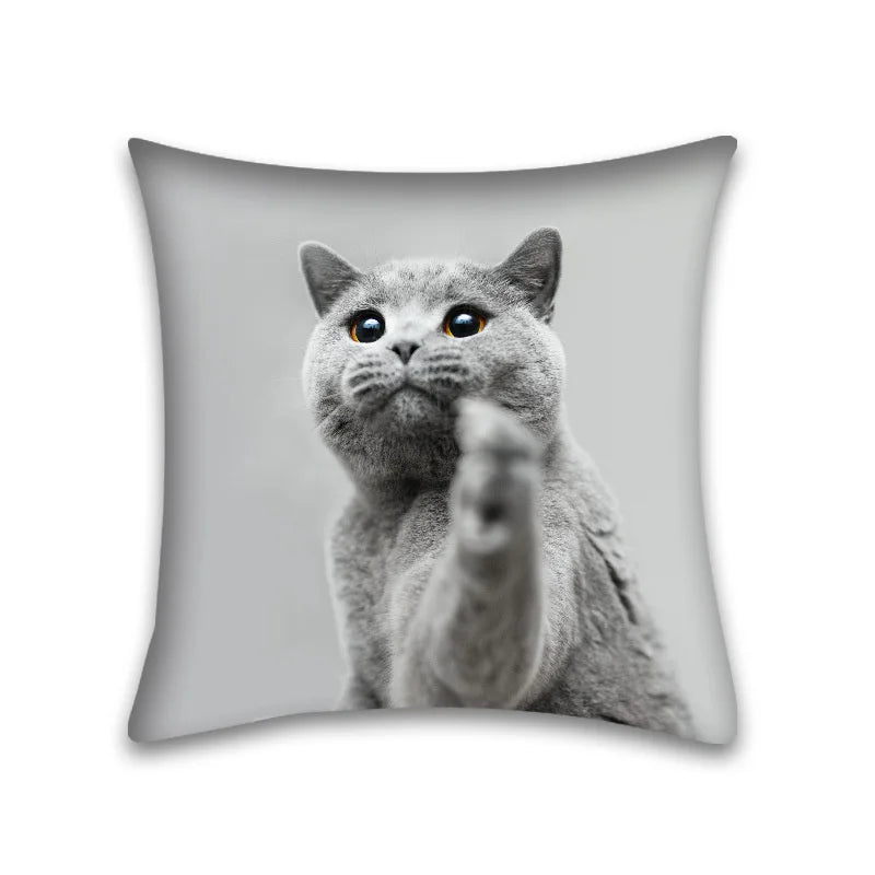 DecorBites™ Cute Cat Anime Pillow Case – 45x45cm Cartoon Cushion Cover for Home and Office