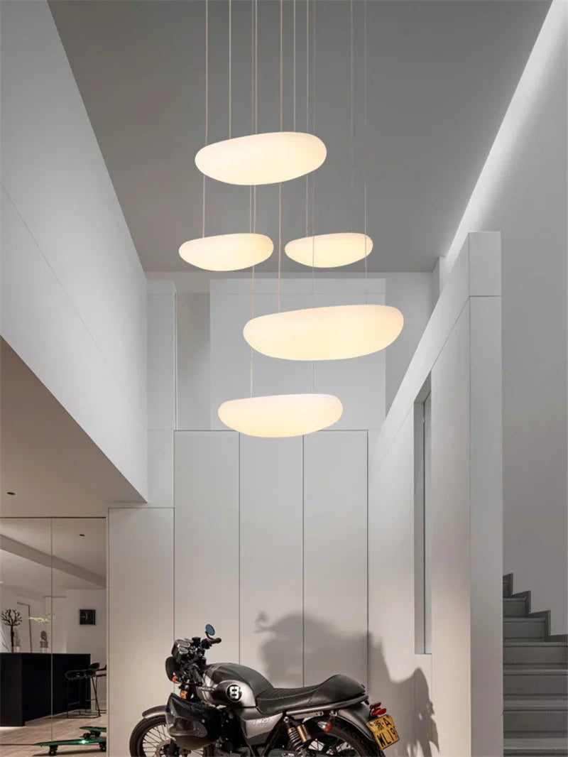 Luz colgante de guijarro LED Decorbites™: Elegante lámpara de araña blanca para la decoración del salón, dormitorio y restaurante.