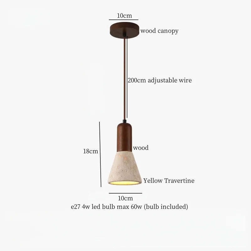 Decorbites™ Japanisches Vintage-LED-Pendant-Licht, Gelber Travertin Wabi-Sabi Hängelampe