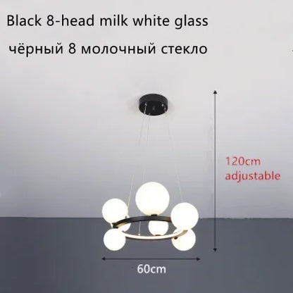 Lámpara de araña LED con bola de cristal DecorBites™: Estilo nórdico moderno para salón, comedor, cocina y estudio