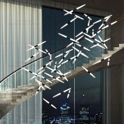 Modern Black Multi-Light Stairwell Pendant Light