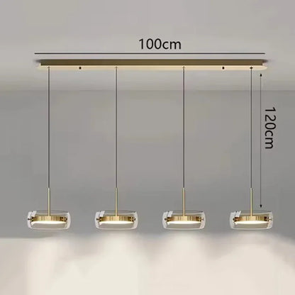 Modern Glass Ring Pendant Light in Iron