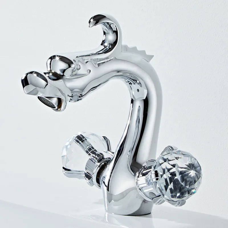 Grifo de lavabo de doble manija Cristal de Oro Decorbites™ para baño