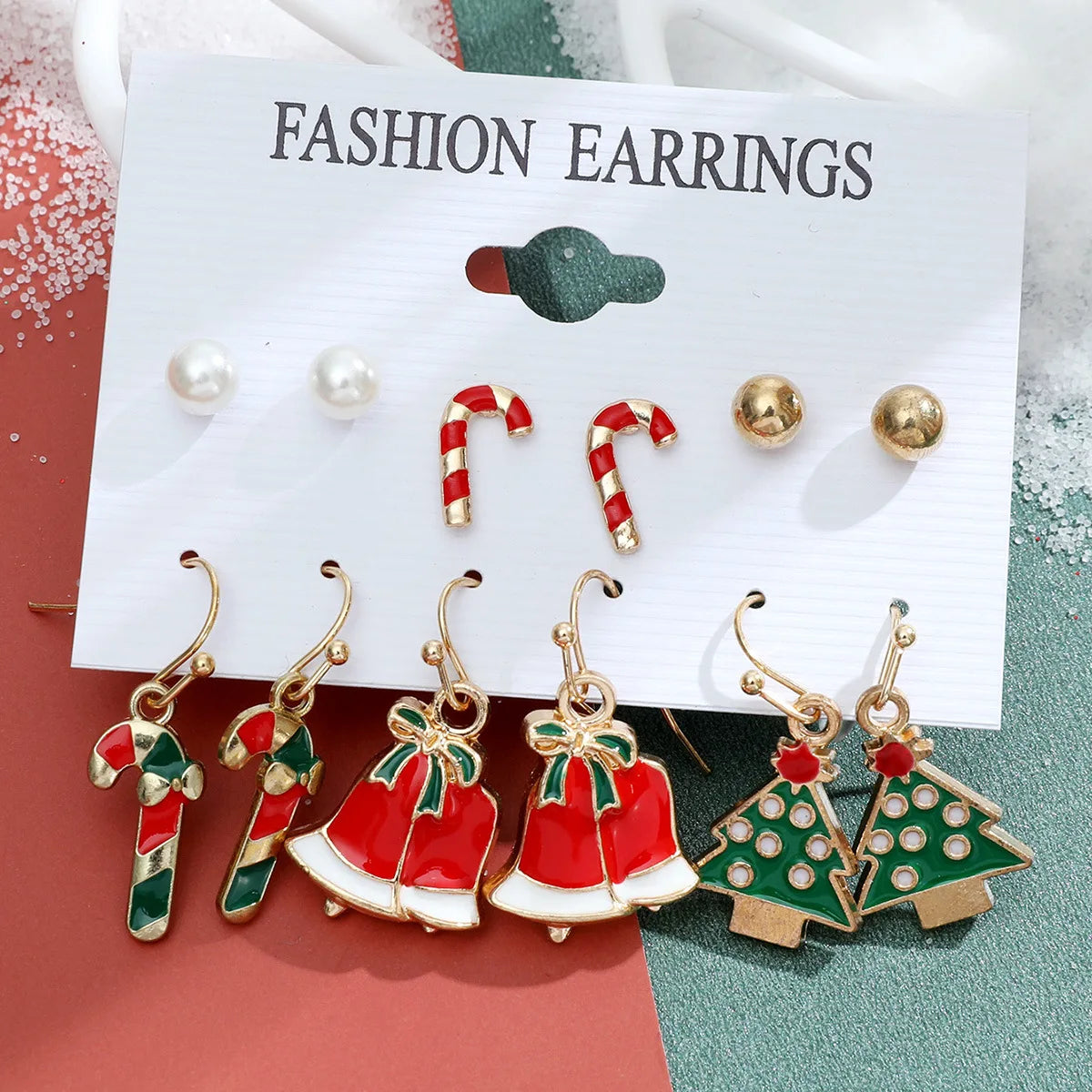 6 pairs/lot Christmas Earrings Xmas Tree Elk Snowman Santa Claus Cute Stud Earrings Set Kit Christmas Gifts For Women Girls Kids