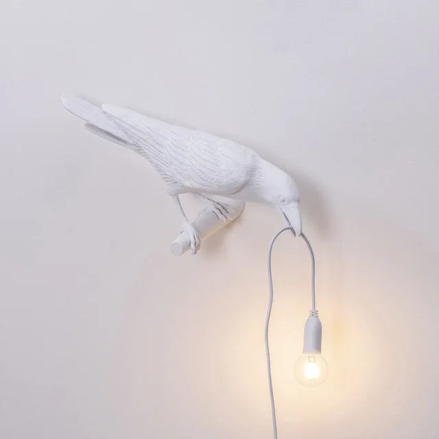 DecorBites™ Designer Bird Wall Lamp Modern Resin White Black LED Light Bedroom Living Room