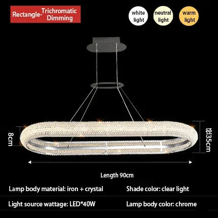 DecorBites™ Crystal Chandelier Chrome Light LED Ceiling Lights for Modern Luxury Décor