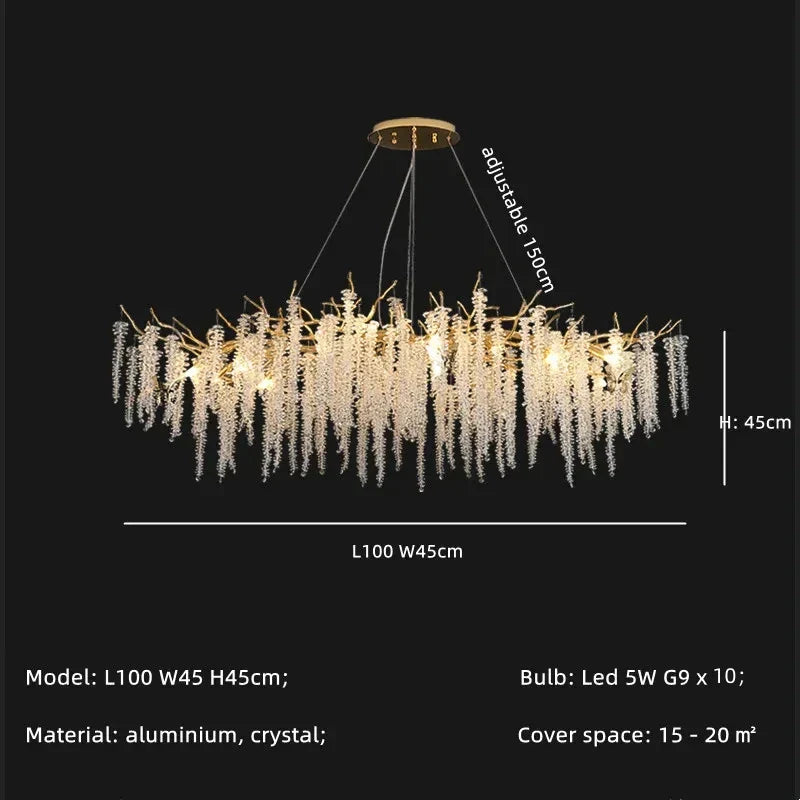 DecorBites™ Gold Aluminium Branch Pendant Light Chandelier for Modern Dining Room Decor