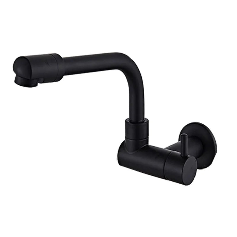 DecorBites™ Black Wall-Mounted Kitchen Faucet Single Cold Single Hole Rotation Tap