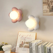 Lámpara de pared de resina de flores para niños Decorbites™ con bombilla LED G9 en blanco y rosa, decoración creativa para dormitorio