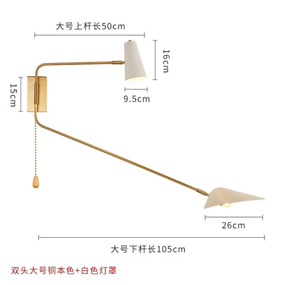 DecorBites™ Adjustable Double Head LED Wall Lamp with Pull Switch