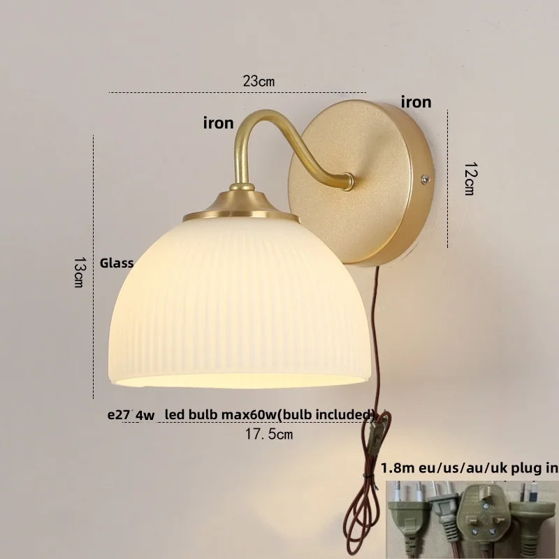 DecorBites™ Iron LED Wall Sconce Pull Chain Switch Stair Light Fixture for Study Hallway