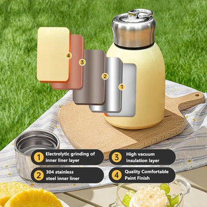 Botella de agua de viaje DecorBites™ Mini termo de acero inoxidable de 300 ml para café