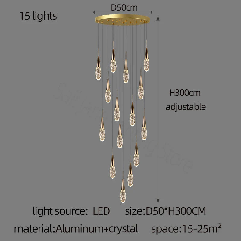 DecorBites™ Diamond Crystal Chandelier - Gold Interior Designer Living Room Lamp