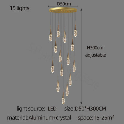 DecorBites™ Diamond Crystal Chandelier - Gold Interior Designer Living Room Lamp