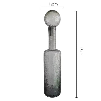 DecorBites™ Grey Round Glass Vase Hammer Lid Terrarium Home Decoration