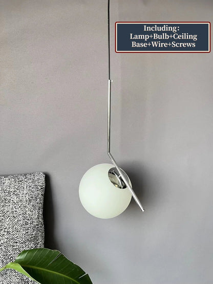 DecorBites™ Glass Ball Pendant Light Fixture Modern Hanging Lamp for Bedroom Dining Room